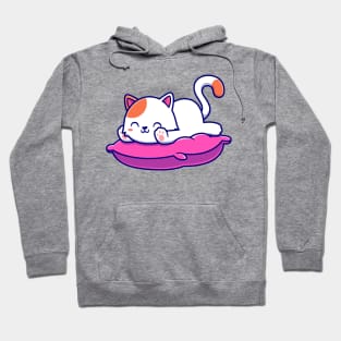 Cute Cat Laying On Pillow Cartoon Hoodie